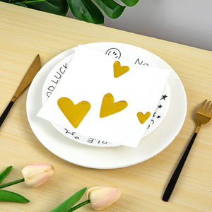 Vàng Lá Trái Tim Đảng Khăn Ăn Cho Đám Cưới Và Các Sự Kiện Thanh Lịch Giấy Serviettes Cô Dâu Chú Rể Thiết Kế Kỷ Niệm Trang Trí Bảng - Product Image 5