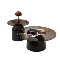 Table basse moderne minimaliste nordique de luxe léger, ensemble de tables basses en verre haut de gamme, idéale pour le salon