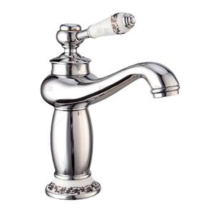 Grifo de lavabo antiguo de acero inoxidable con una sola manija, montado en el encimera, con válvula mezcladora de agua fría y caliente. - Product Image 2
