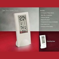 Réveil de bureau LCD vertical transparent numérique de qualité supérieure avec calendrier de température intérieure Snooze mouvement électronique pour cadeau