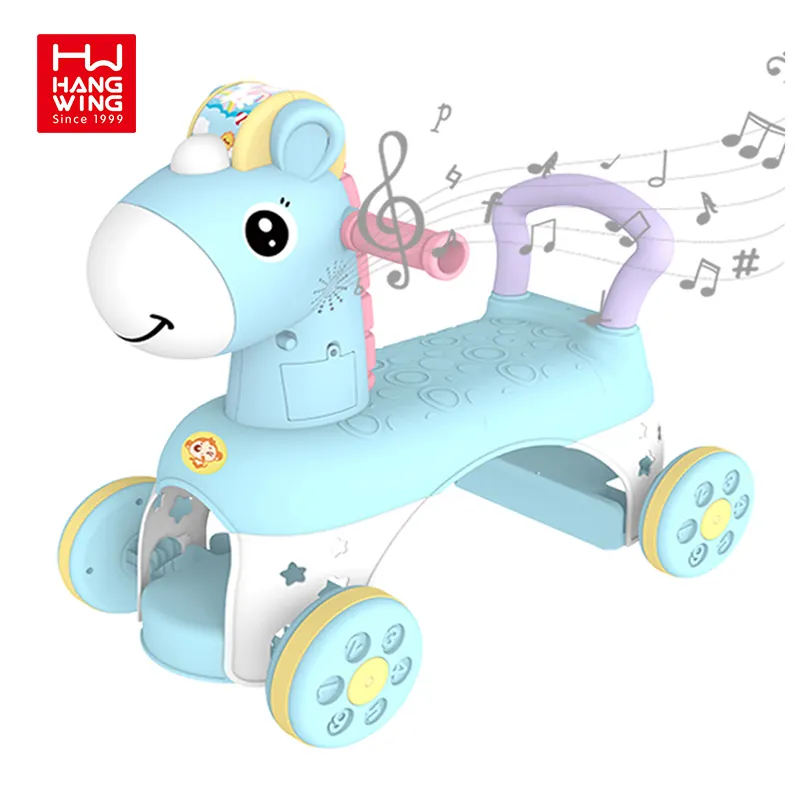 Baby learning walker ride on car bump and go horse electric music kids walker