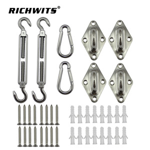 Kit de Herrajes para Toldo RICHWITS con Tensores, Mosquetones y Soportes de Montaje para Instalación de Toldos en Exteriores - Product Image 1