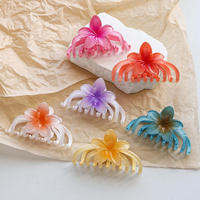 Pinces à cheveux de haute qualité à motif dégradé de fleurs de frangipanier, pinces requin tendance pour femmes, accessoires de mode pour cheveux, vente en gros transfrontalière