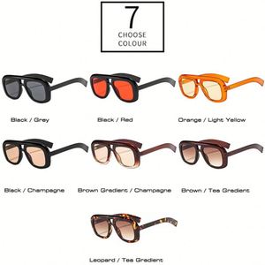 Gafas de Sol Retro 2025 con Logotipo Personalizado, Doble Puente, Lentes Degradadas, Protección UV400, Montura Grande Cuadrada para Mujer - Product Image 6