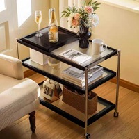 Table basse mobile moderne avec étagère de rangement et roulettes pour salles à manger et salons - Bois durable et écologique