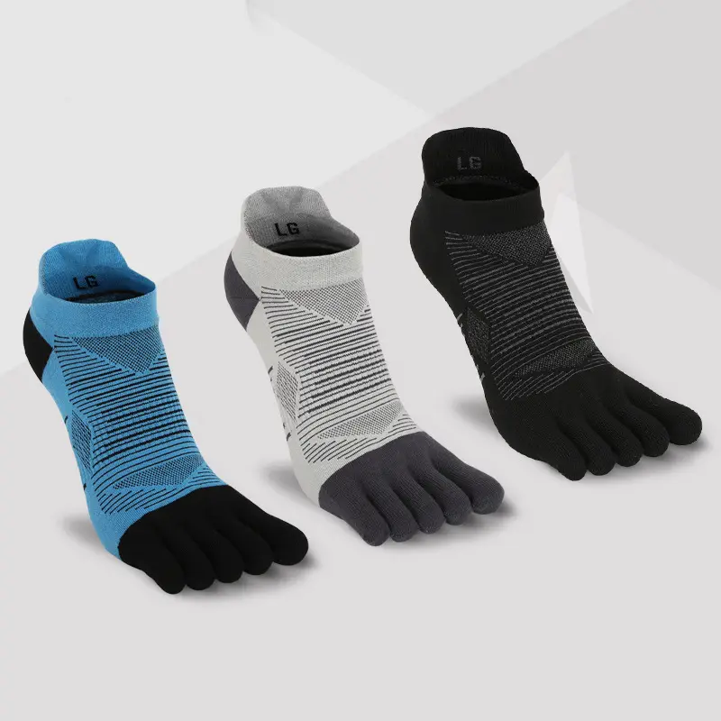 OEM Wholesale Custom Logo Popular High Quality Ankle Sports Running Cycling Cushioned Five Toe Socks