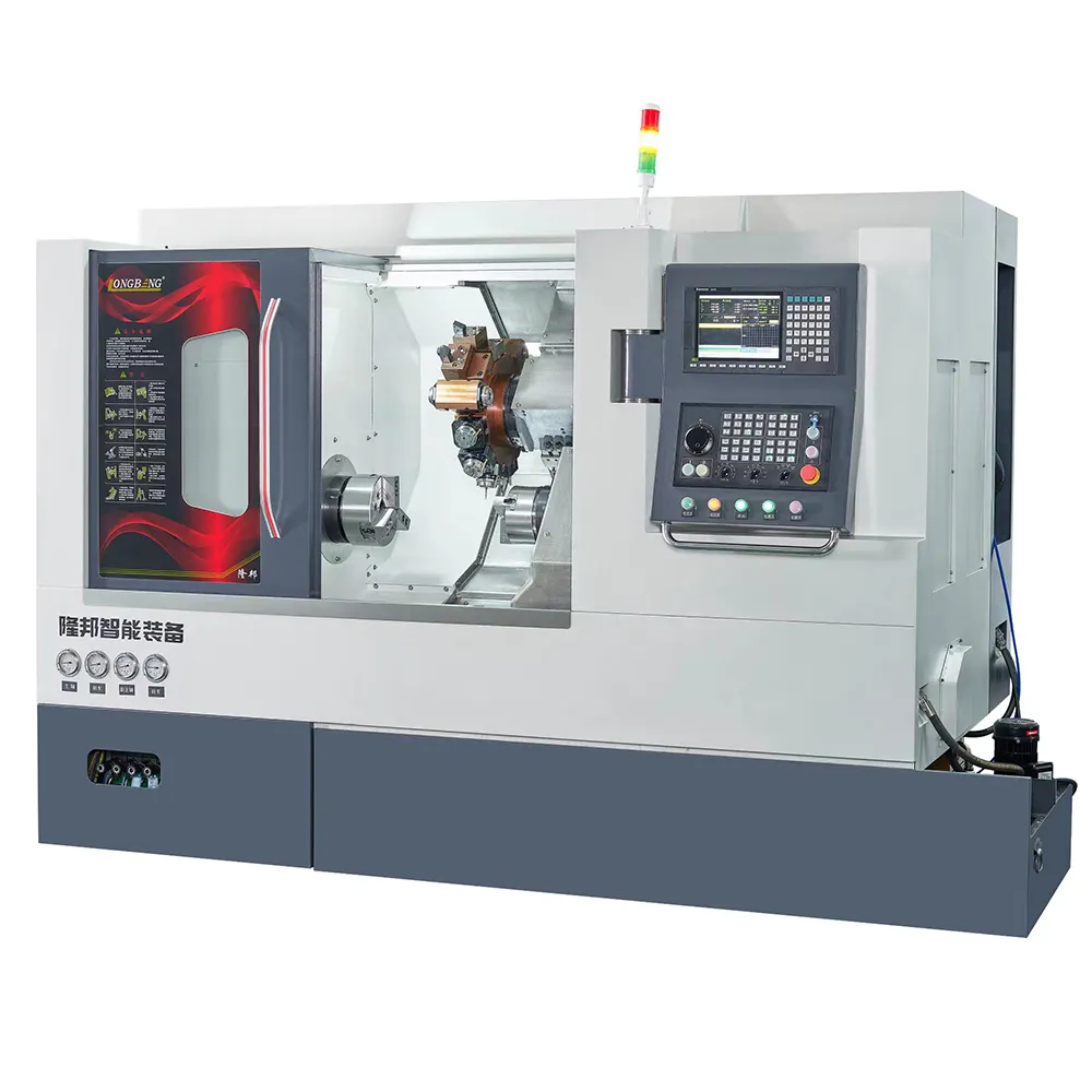 Torno CNC Bancada Inclinada Live Tooling Double Head 4 Axis Auto Fraiseuses CNC Training Tour Machine