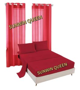 Juego de sábanas de microfibra King Size con cortinas transparentes, 6 uds., funda de almohada bordada de Color blanco liso para dormitorio - Product Image 3