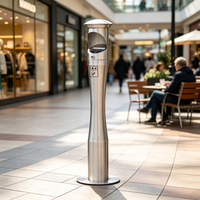 Cendrier sur pied en acier inoxydable 201 brossé, 2L, verrouillable, avec récipient pour cigarettes, à fixer au sol, pour extérieur