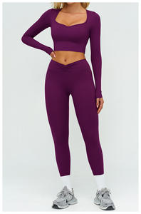 Ensemble de sport d'extérieur avec logo personnalisé, finition brossée, comprenant un soutien-gorge de yoga sans manches ajouré et un legging respirant uni taille haute à effet push-up - Product Image 5