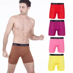 Cueca boxer masculina de algodão confortável e respirável, logotipo personalizado, cor sólida, curta e modal