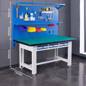 Banc de travail antistatique robuste avec 2 tiroirs, table de travail ESD industrielle (surface en acier inoxydable) - Product Image 4