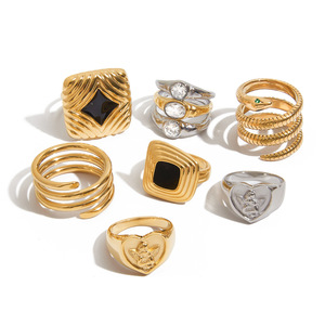 Anillo de Zirconia en Forma de Corazón con Diseño Geométrico de Serpiente, Joyería de Moda para Mujer, Regalo, Acero de Titanio con Engaste de Puntas, Origen Yiwu - Product Image 5