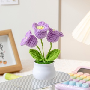 <span class=keywords><strong>Lirio</strong></span> de los Valles Tejido a Mano en Maceta, Decoración para el Hogar, Flores Artificiales de Ganchillo, Estilo Natural para el Regreso a Clases - Product Image 5
