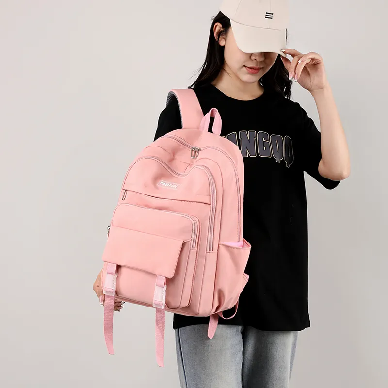 Borsa da scuola alta alta capacità personalizzata alla moda in poliestere rosa bella borsa da scuola per ragazze