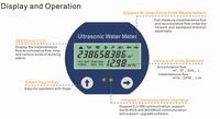 TSONIC Watermètre à ultrasons Smart LCD Display Digital DN15 ~ DN50mm Compteur d'eau en laiton