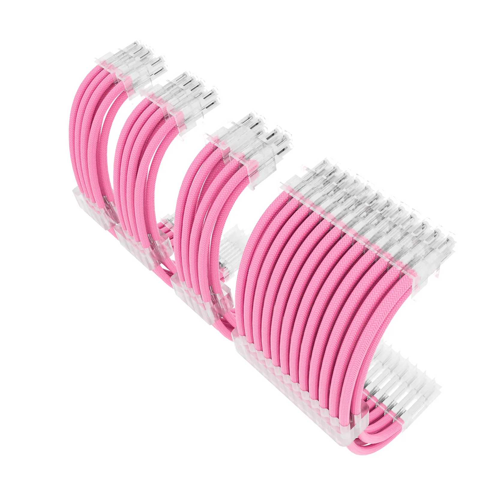 ATX Pink PSU Extension Cable Sleeved Customization PC Power Supply Cable Nylon Braided with Comb Kit 18AWG 24 P/2*6+2 P/4+4P