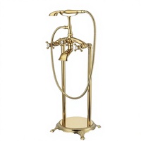 Robinet de douche à double poignée en laiton poli moderne, pommeau de douche carré, garantie 5 ans pour baignoire sur pied et hôtel