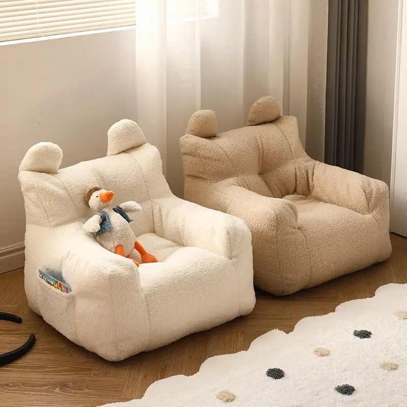 Luxury Lambswool bean bag chairs living room furniture soft sherpa fur bean bag chairs for kids