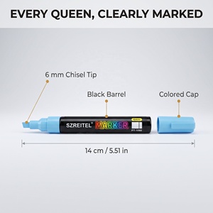 ปากกามาร์กเกอร์สำหรับทำเครื่องหมายผึ้ง<span class=keywords><strong>นางพญา</strong></span> ยี่ห้อ Colors Queen Bee Marking Marker Pen อุปกรณ์ทำเครื่องหมายที่ปลอดภัยสำหรับผู้เลี้ยงผึ้ง ใช้สำหรับทำเครื่องหมายผึ้ง<span class=keywords><strong>นางพญา</strong></span> - Product Image 1