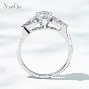 18K Weißgold <span class=keywords><strong>Ring</strong></span> 1,2ct Diamant Drei-Stein Birnenform Labor-Gezüchteter Diamant HPHT CVD Verlobungs-Ehering Schmuck - Product Image 3