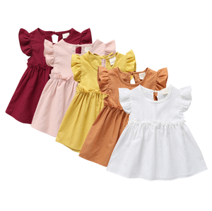 Vestido de niña de <span class=keywords><strong>color</strong></span> liso caliente 100% algodón verano lindo bebé princesa vestido sin mangas para niñ<span class=keywords><strong>as</strong></span> - Product Image 1