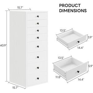 <span class=keywords><strong>Commode</strong></span> moderne à 8 tiroirs pour chambre à coucher <span class=keywords><strong>Commode</strong></span> en bois étroite et haute avec organisateurs de rangement - Product Image 5