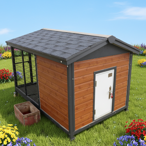 Caseta para Perros Estilo Granja Rústica para Exteriores - Techo a Dos Aguas con Cúpula para Propiedades Rurales - Product Image 1