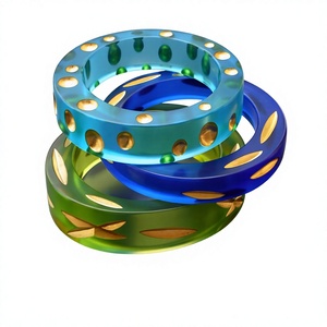 Trendy Acrylic Luxury <b>Resin</b> Bangles Best With Aperture Setting In Green Blue And Teal Colors Unisex Fashion Jewelry for Woman - Product Image 1
