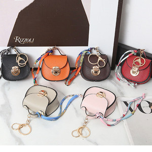 New Designer Mini Coin and Earphone Bag Leather Purse PU Leather Keychain with Pendant Keychain Charm on Sale