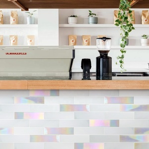 Azulejos de pared de metro iridiscente para revestimiento de paredes interiores, azulejos de porcelana de 65x265mm, arco Raninbow, proyecto comercial - Product Image 3