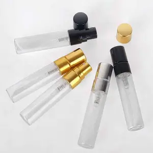 2 3 5 ml Transparent Clear Atomizer Tester Spray Perfume Glass Bottle with Black Gold Silver Aluminum Sprayer
