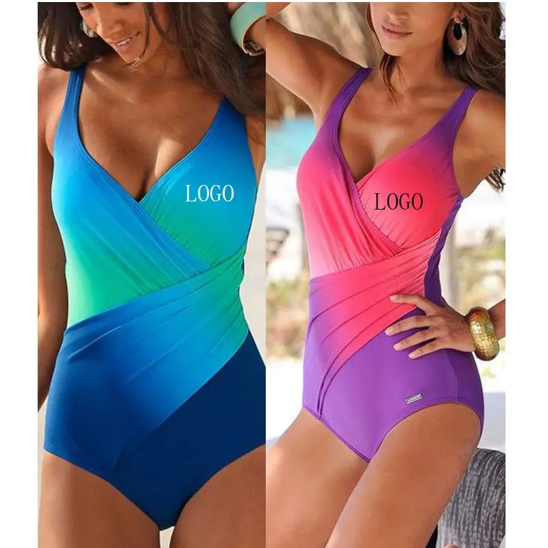 لباس سباحة من قطعة واحدة بتصميم أوروبي من الأفضل مبيعاً مع تصميم متدرج ومناسب للسباحة من قطعة واحدة