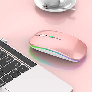 เมาส์บลูทูธไร้สาย LED ชาร์จใหม่ได้ เมาส์แล็ปท็อปบางเฉียบแบบพกพา BT5.2 ตัวรับสัญญาณ USB โหมดคู่ เมาส์คอมพิวเตอร์ - Product Image 6