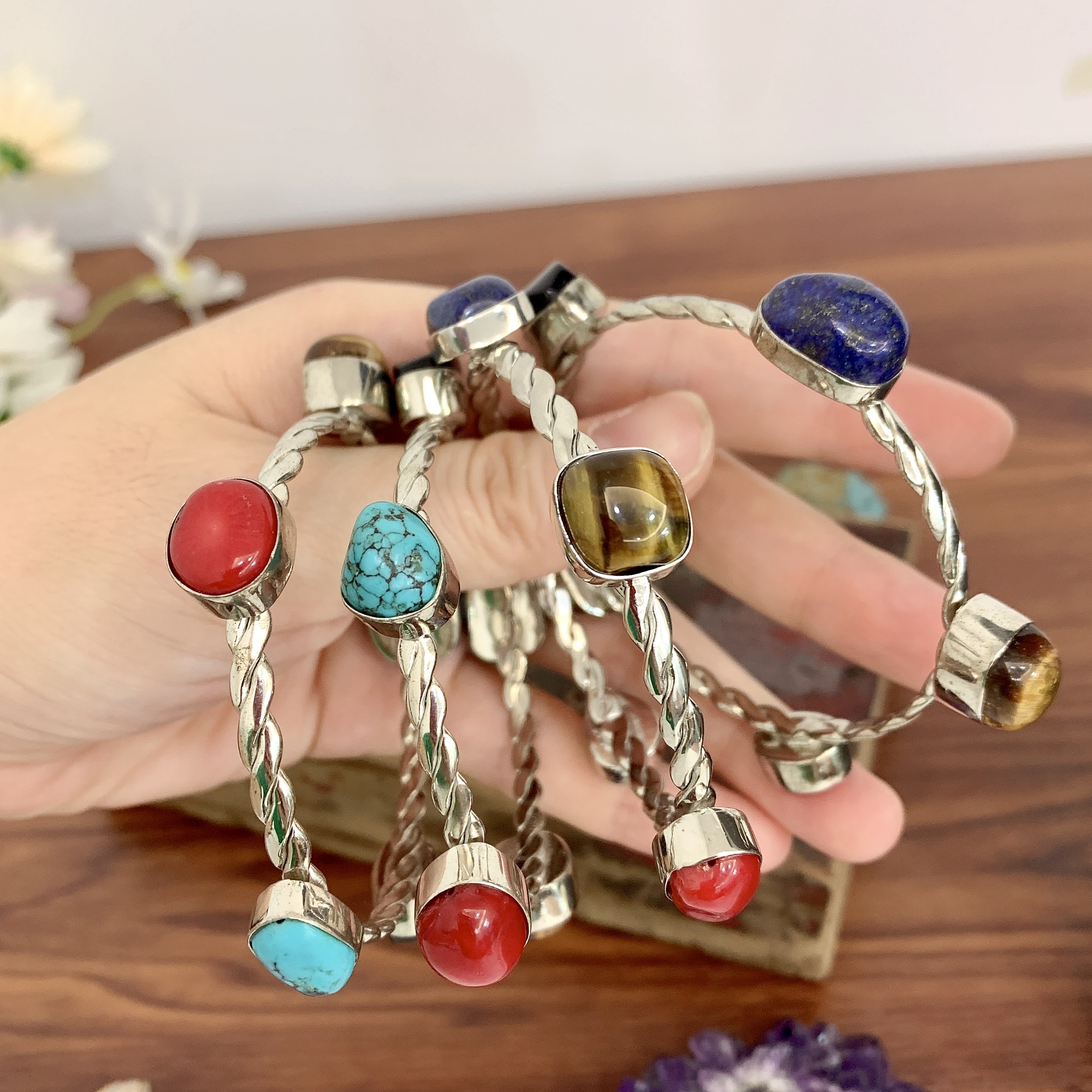 LS-L1509 Gorgeous Silver Plated Turquoise Lapis Red jasper