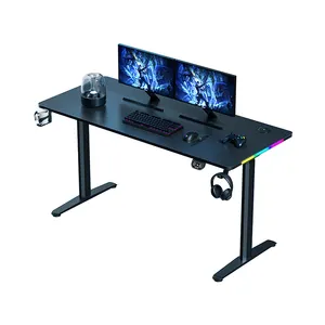 Bureau électrique réglable en hauteur en forme de L bureau de jeu PC avec table de jeu lumière rvb bureau de jeu de style course