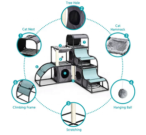 <span class=keywords><strong>Arbre</strong></span> à <span class=keywords><strong>chat</strong></span>, poteaux à gratter, condo d'escalade, salle de sport, maison pour animaux de compagnie, hamac, jouets, meubles, centre d'activités, kit multi-niveaux - Product Image 3
