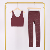 Ensemble de yoga pour femme de haute qualité, avec soutien-gorge de sport personnalisé, édition correcte, style L, coupe U, et pantalon scintillant, pour la gym, le sport et le fitness