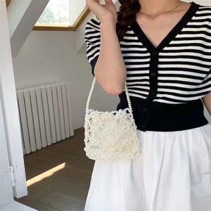 Bolso de mano artesanal de perlas, estilo retro, tejido con perlas huecas, para mujer. - Product Image 2