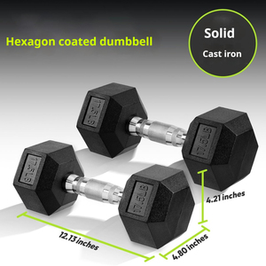 ดัมเบลหกเหลี่ยมพร้อมโลโก้กำหนดได้เองน้ำหนักชุดดัมเบลเหล็กหล่อเคลือบด้วยน้ำหนักสำหรับการฝึกในยิม - Product Image 4