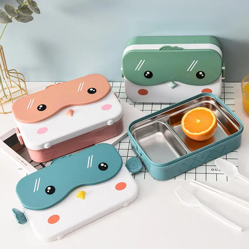 Scatola di Bento isolante in acciaio inossidabile per bambini cartoni animati accessori per il pranzo scatola per il pranzo per bambini