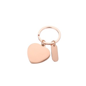 Wholesale Custom Rose Gold Stainless Steel Heart Keychain DIY Blank <b>Small</b> Pendant Fashion Style - Product Image 1