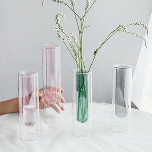 Vases en verre transparent bicolore style nordique pour arrangements floraux – Vases à fleurs simples et colorés pour la livraison directe - Product Image 1