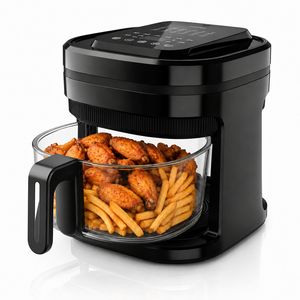 Friteuse à air chaud avec bol en verre 1350W, four à air chaud avec pot en verre borosilicate haute résistance, acier inoxydable 304 et 80 200 ° C Control - Product Image 1