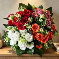 18 Köpfe Seiden-Kunstrosenstrauß im modernen Stil, handgefertigt für Hochzeiten, Valentinstag, Ostern, Tischdekoration, Bogenhintergrund