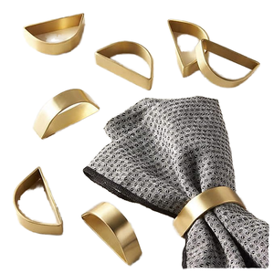 Set di Anelli <span class=keywords><strong>Portatovaglioli</strong></span> Moderni di Lusso in <span class=keywords><strong>Oro</strong></span> Opaco, Decorazioni per Matrimoni, <span class=keywords><strong>Portatovaglioli</strong></span> in Metallo Stile Semicircolare - Product Image 1