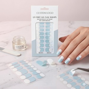 En gros, Wraps d'ongles en gel auto-adhésifs sans HEMA ni UV, Bleu bébé nacré, <span class=keywords><strong>French</strong></span> Mani, Marque privée, Longue durée, Écologique - Product Image 2