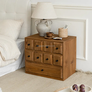 โต๊ะข้างเตียงไม้สนแบบมินิมอลคุณภาพสูงจากโรงงานจีน ผลิตตามสั่ง พร้อมลิ้นชัก 2 ชั้น ทำจากไม้สักแอฟริกัน เหมาะสำหรับใช้ในโรงแรมและอพาร์ตเมนต์ - Product Image 5