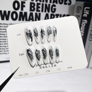 Muestra Gratuita, Venta al por Mayor, 10 Uds. <span class=keywords><strong>Uñas</strong></span> <span class=keywords><strong>Acrílicas</strong></span> Francesas Reutilizables <span class=keywords><strong>de</strong></span> Cobertura Completa, Hermosas y Lujosas, Diseño Personalizado, Hechas a Mano - Product Image 3