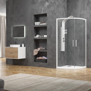 Cabina Doccia Semicircolare Kamalu KE-2000B 80x80 Finitura Bianco Opaco - Product Image 1